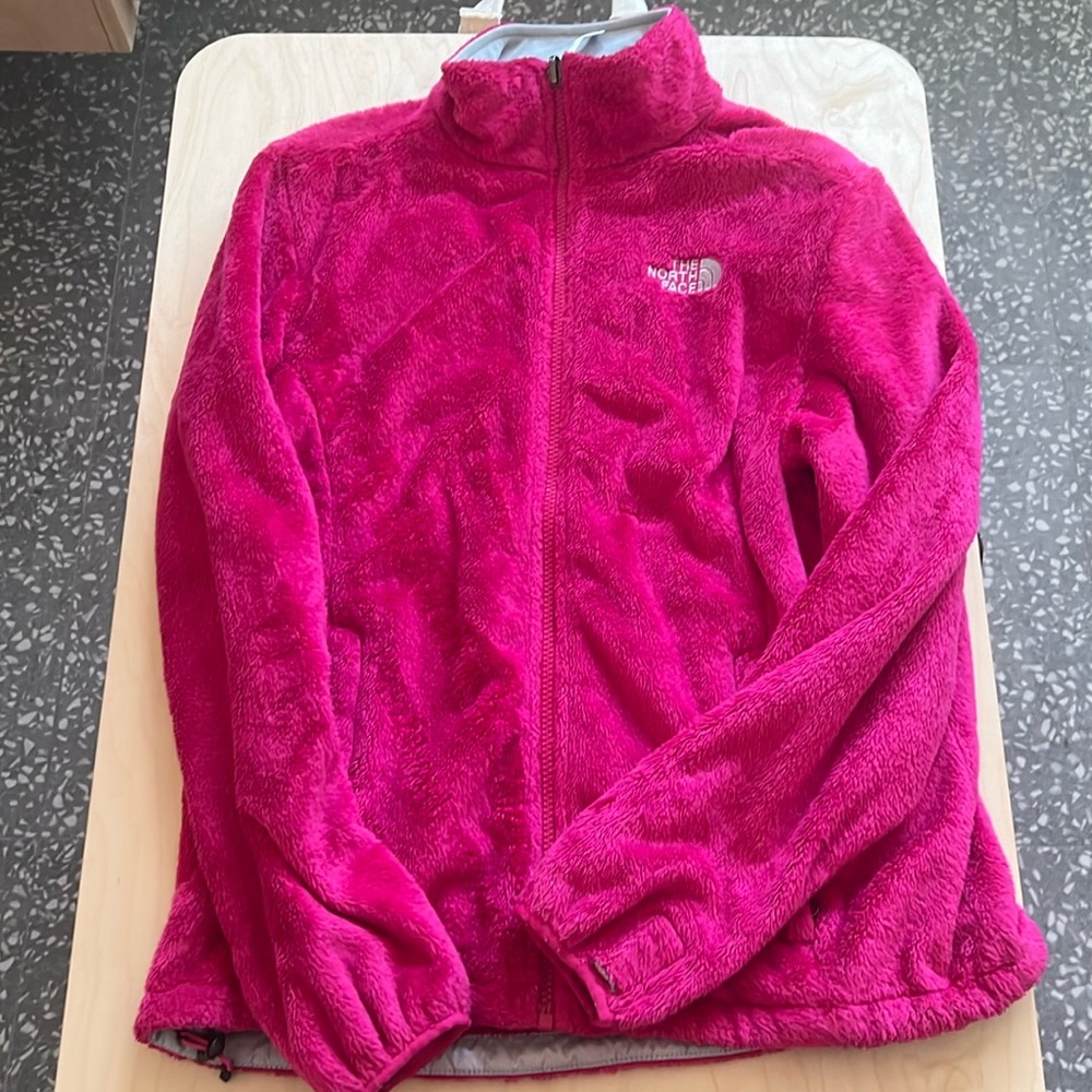 Fuzzy, hot pink Northface zip up jacket